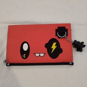RARE Pink Kidrobot Zipper Clutch and Fatcap Keychain, Art by Tado